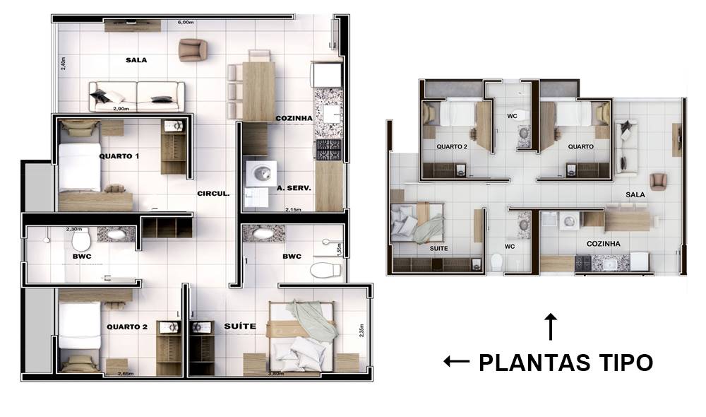 Condomínio Carnaúba Palace Teresina planta apartamentos tipo