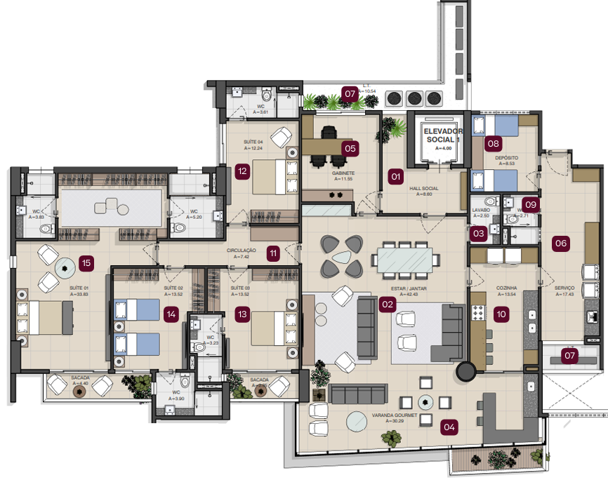 Castel Lindolfo Teresina Planta apartamento tipo